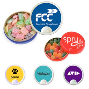 Lata Metálica Personalizada con Caramelos 75 mm