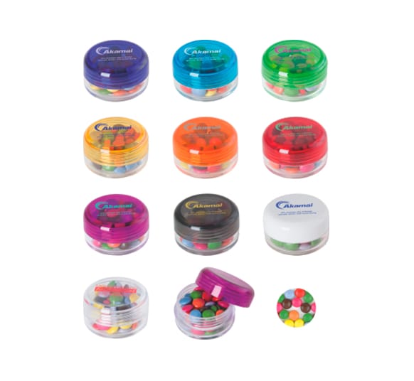 Bote Redondo de Plástico relleno de dulces