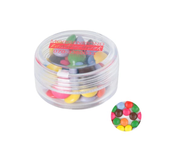 Bote Redondo de Plástico relleno de dulces